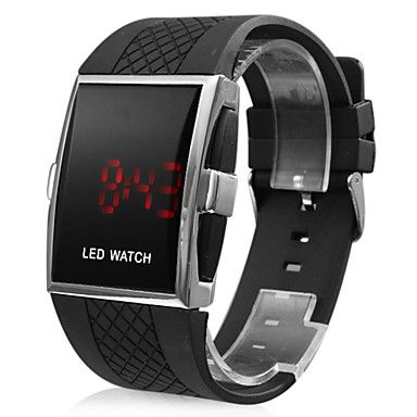 Relógio LED com Bracelete de Silicone-Preto