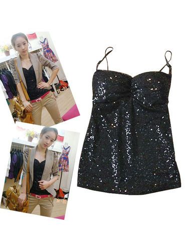 Vest Moda feminina Sling Sequins