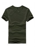 (Sujin) Short Algodão Pescoço Sleeved Magro V T-shirt