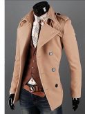 Lapela Double Breasted Brasão Overcoat w Epaulet