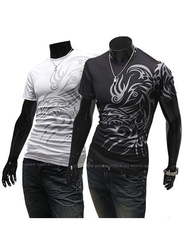 Algodão de manga curta Crewneck Casual T-shrits