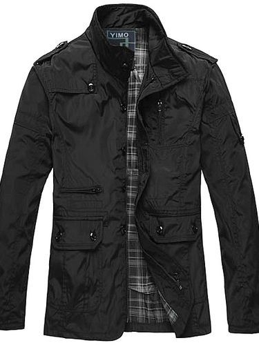 Moda homem Fique Jacket Frente Collar Zipper