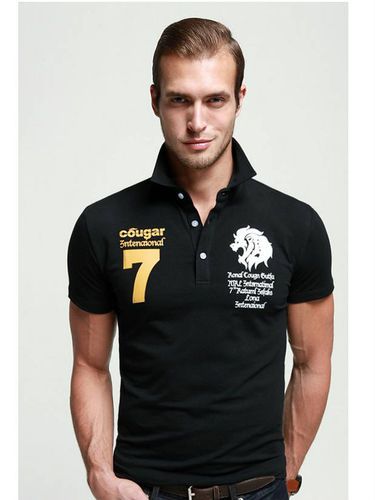 Algodão casual manga curta Turndown Collar T-Shirts Camisas